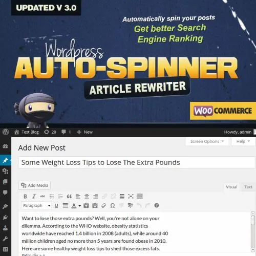 Wordpress Auto Spinner - Article Rewriter Plugin Free Updates